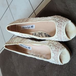 American Eagle beige Size 9 open toe wedges